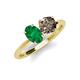 5 - Tanya Oval Shape Emerald & Cushion Shape Smoky Quartz 2 Stone Duo Ring 