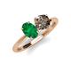 5 - Tanya Oval Shape Emerald & Cushion Shape Smoky Quartz 2 Stone Duo Ring 