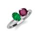 5 - Tanya Oval Shape Emerald & Cushion Shape Rhodolite Garnet 2 Stone Duo Ring 