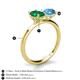 4 - Tanya Oval Shape Emerald & Cushion Shape Blue Topaz 2 Stone Duo Ring 