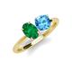 5 - Tanya Oval Shape Emerald & Cushion Shape Blue Topaz 2 Stone Duo Ring 