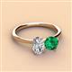 3 - Tanya Oval Shape IGI Certified Lab Grown Diamond & Cushion Shape Emerald 2 Stone Duo Ring 