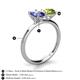 4 - Tanya Oval Shape Iolite & Cushion Shape Peridot 2 Stone Duo Ring 