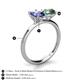 4 - Tanya Oval Shape Iolite & Cushion Shape Lab Created Alexandrite 2 Stone Duo Ring 