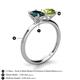 4 - Tanya Oval Shape London Blue Topaz & Cushion Shape Peridot 2 Stone Duo Ring 