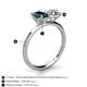 4 - Tanya Oval Shape London Blue Topaz & Cushion Shape IGI Certified Lab Grown Diamond 2 Stone Duo Ring 