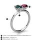 4 - Tanya Oval Shape London Blue Topaz & Cushion Shape Rhodolite Garnet 2 Stone Duo Ring 