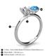 4 - Tanya Oval Shape Forever Brilliant Moissanite & Cushion Shape Blue Topaz 2 Stone Duo Ring 