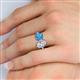 5 - Tanya Oval Shape Forever Brilliant Moissanite & Cushion Shape Blue Topaz 2 Stone Duo Ring 