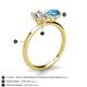 4 - Tanya Oval Shape Forever Brilliant Moissanite & Cushion Shape Blue Topaz 2 Stone Duo Ring 