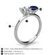 4 - Tanya Oval Shape Forever Brilliant Moissanite & Cushion Shape Blue Sapphire 2 Stone Duo Ring 