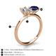 4 - Tanya Oval Shape Forever One Moissanite & Cushion Shape Blue Sapphire 2 Stone Duo Ring 