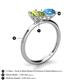 4 - Tanya Oval Shape Peridot & Cushion Shape Blue Topaz 2 Stone Duo Ring 