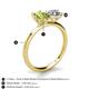 4 - Tanya Oval Shape Peridot & Cushion Shape Forever Brilliant Moissanite 2 Stone Duo Ring 