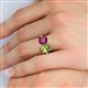 5 - Tanya Oval Shape Peridot & Cushion Shape Rhodolite Garnet 2 Stone Duo Ring 