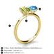 4 - Tanya Oval Shape Peridot & Cushion Shape Blue Topaz 2 Stone Duo Ring 