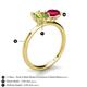 4 - Tanya Oval Shape Peridot & Cushion Shape Ruby 2 Stone Duo Ring 