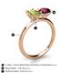 4 - Tanya Oval Shape Peridot & Cushion Shape Rhodolite Garnet 2 Stone Duo Ring 