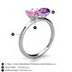 4 - Tanya Oval Shape Pink Sapphire & Cushion Shape Amethyst 2 Stone Duo Ring 