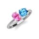 5 - Tanya Oval Shape Pink Sapphire & Cushion Shape Blue Topaz 2 Stone Duo Ring 
