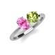 5 - Tanya Oval Shape Pink Sapphire & Cushion Shape Peridot 2 Stone Duo Ring 