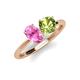 3 - Tanya Oval Shape Pink Sapphire & Cushion Shape Peridot 2 Stone Duo Ring 