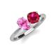 5 - Tanya Oval Shape Pink Sapphire & Cushion Shape Ruby 2 Stone Duo Ring 