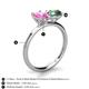 4 - Tanya Oval Shape Pink Sapphire & Cushion Shape Lab Created Alexandrite 2 Stone Duo Ring 