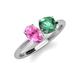 5 - Tanya Oval Shape Pink Sapphire & Cushion Shape Lab Created Alexandrite 2 Stone Duo Ring 