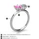 4 - Tanya Oval Shape Pink Sapphire & Cushion Shape Forever Brilliant Moissanite 2 Stone Duo Ring 