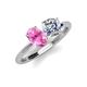 3 - Tanya Oval Shape Pink Sapphire & Cushion Shape Forever Brilliant Moissanite 2 Stone Duo Ring 