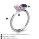 4 - Tanya Oval Shape Pink Sapphire & Cushion Shape Blue Sapphire 2 Stone Duo Ring 