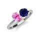 5 - Tanya Oval Shape Pink Sapphire & Cushion Shape Blue Sapphire 2 Stone Duo Ring 