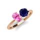 5 - Tanya Oval Shape Pink Sapphire & Cushion Shape Blue Sapphire 2 Stone Duo Ring 