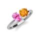 3 - Tanya Oval Shape Pink Sapphire & Cushion Shape Citrine 2 Stone Duo Ring 