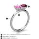 4 - Tanya Oval Shape Pink Sapphire & Cushion Shape Rhodolite Garnet 2 Stone Duo Ring 