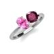 5 - Tanya Oval Shape Pink Sapphire & Cushion Shape Rhodolite Garnet 2 Stone Duo Ring 