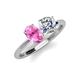 5 - Tanya Oval Shape Pink Sapphire & Cushion Shape IGI Certified Lab Grown Diamond 2 Stone Duo Ring 