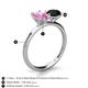 4 - Tanya Oval Shape Pink Sapphire & Cushion Shape Black Onyx 2 Stone Duo Ring 