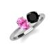 5 - Tanya Oval Shape Pink Sapphire & Cushion Shape Black Onyx 2 Stone Duo Ring 