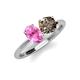 5 - Tanya Oval Shape Pink Sapphire & Cushion Shape Smoky Quartz 2 Stone Duo Ring 