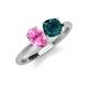 3 - Tanya Oval Shape Pink Sapphire & Cushion Shape London Blue Topaz 2 Stone Duo Ring 