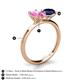4 - Tanya Oval Shape Pink Sapphire & Cushion Shape Blue Sapphire 2 Stone Duo Ring 
