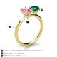 4 - Tanya Oval Shape Pink Sapphire & Cushion Shape Emerald 2 Stone Duo Ring 