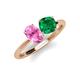 5 - Tanya Oval Shape Pink Sapphire & Cushion Shape Emerald 2 Stone Duo Ring 