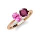 3 - Tanya Oval Shape Pink Sapphire & Cushion Shape Rhodolite Garnet 2 Stone Duo Ring 