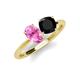 3 - Tanya Oval Shape Pink Sapphire & Cushion Shape Black Onyx 2 Stone Duo Ring 