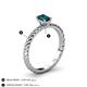 4 - Leona Bold 7x5 mm Emerald Cut London Blue Topaz Solitaire Rope Engagement Ring 