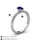 4 - Leona Bold 7x5 mm Emerald Cut Blue Sapphire Solitaire Rope Engagement Ring 