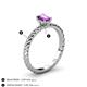 4 - Leona Bold 7x5 mm Emerald Cut Amethyst Solitaire Rope Engagement Ring 